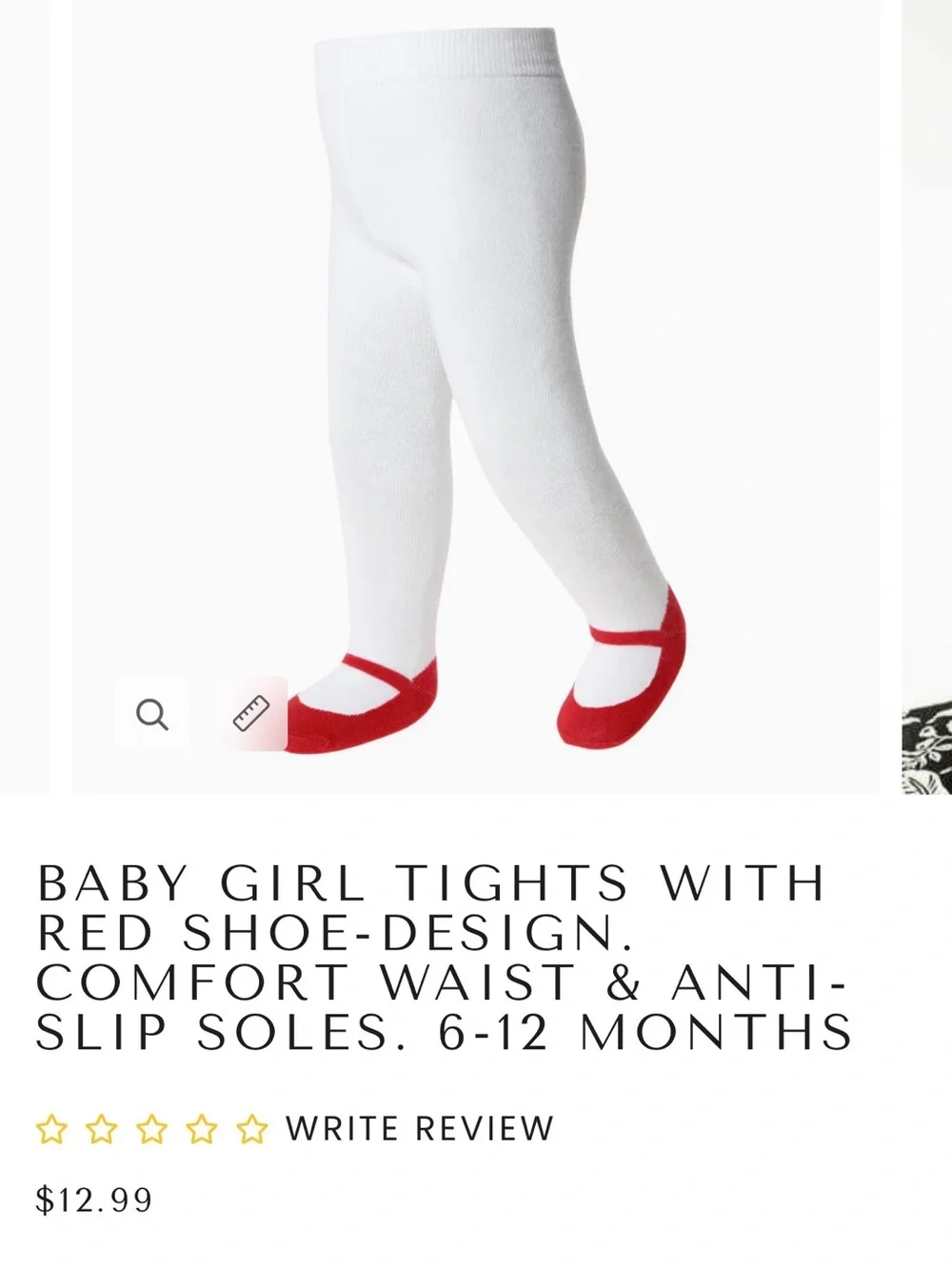 White 6-12 Month Tights with Black Bow & Red Ballet Faux-Sock Accent - Pack of 2